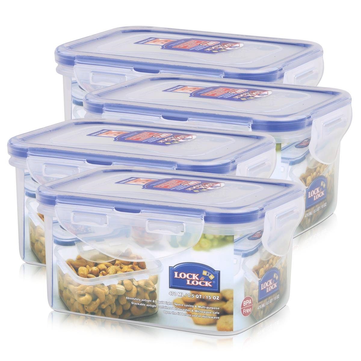 LOCK & LOCK Vorratsdose Lock&Lock HPL807 Vorratsdose 470ml - Luft und Wasserdicht - rechteckig, Kunststoff