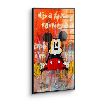 DOTCOMCANVAS® Acrylglasbild Raining Day - Acrylglas, Micky Maus Acrylglasbild Panorama hochkant Raining Day Comic Pop Art