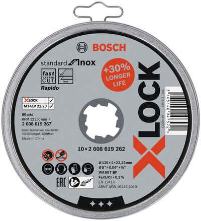 Bosch Professional Trennscheibe »X-LOCK Standard«, (Set, 10-tlg), for Inox 10 x 125 x 1 x 22,23 mm Trennscheibe gerade