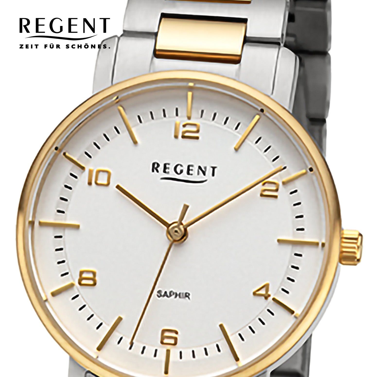 Regent groß Damen Damen Metallarmband rund, 32mm), Armbanduhr Quarzuhr Regent Armbanduhr (ca. Analog, extra