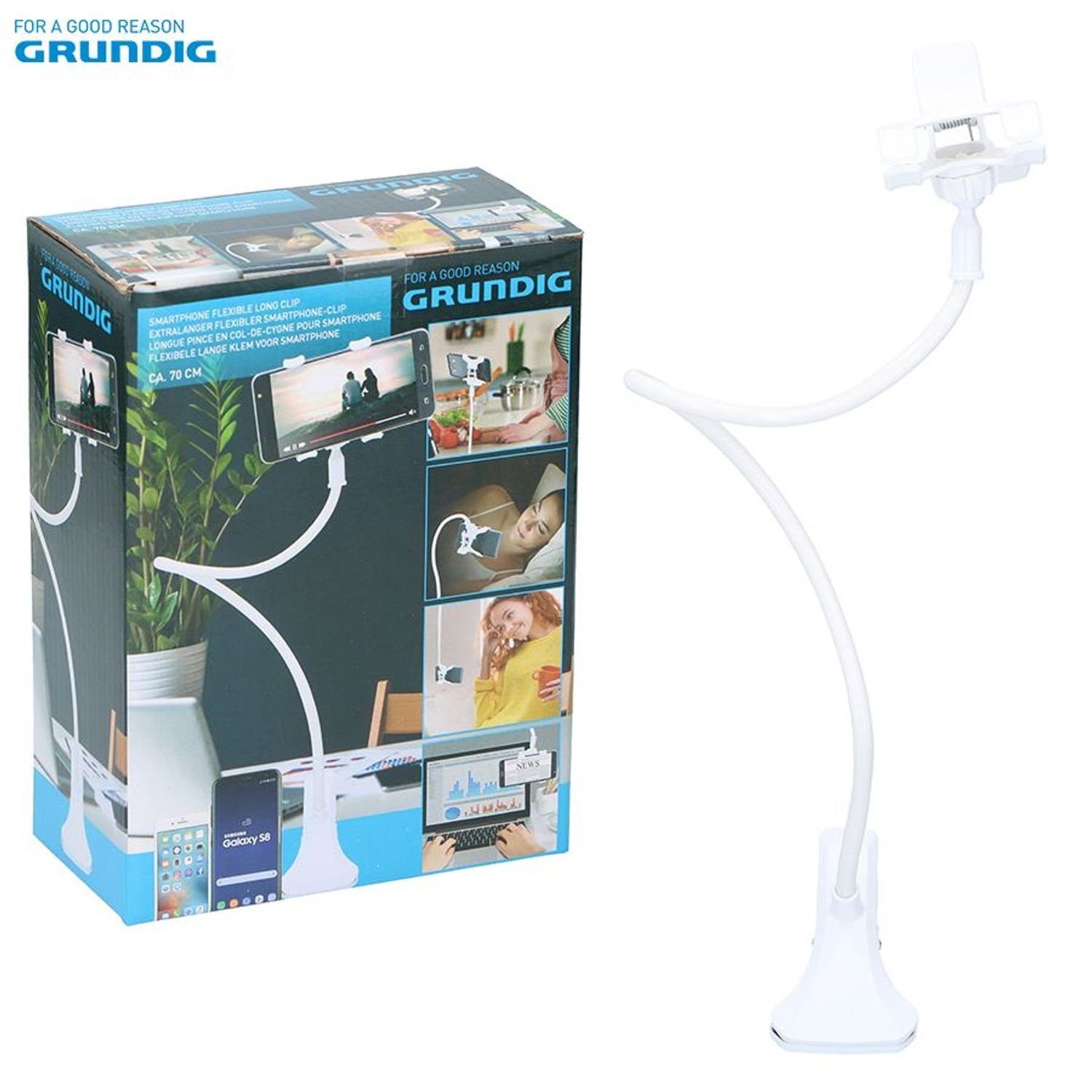 Grundig Handy-Halterung Smartphone-Halterung mit Flexiarm 70cm Handyhalterung Smartphonehalter
