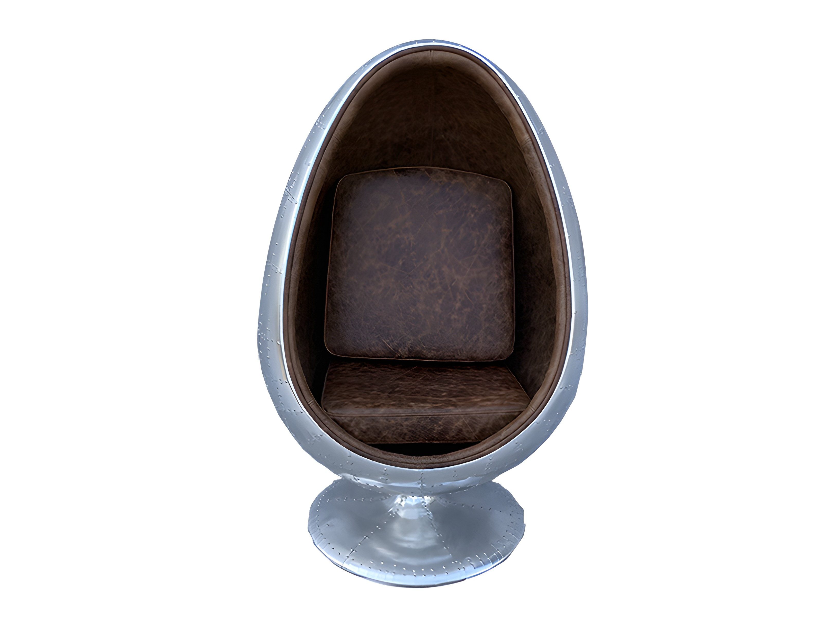 Xlmoebel Sessel Drehbarer Ei Sessel von XLMOEBEL aus Aluminium und braunem Leder (1-St., Drehbarer Ei Sessel), Made in Europa