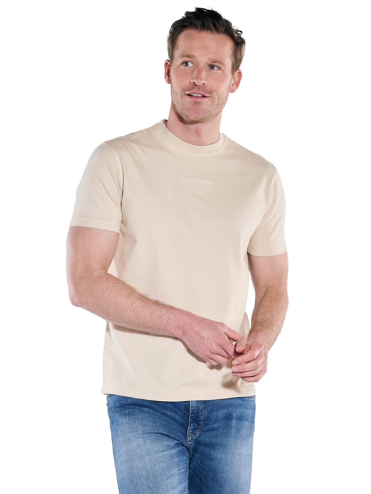 Engbers T-Shirt engbers Herren Rundhals T-Shirt, Beige