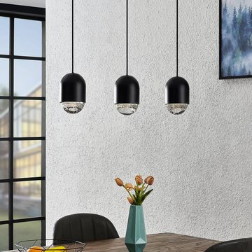 Lucande Hängeleuchte Amielle, dimmbar, Leuchtmittel nicht inklusive, Modern, Eisen, Glas, Schwarz, klar, 3 flammig, GU10, Deckenlampe