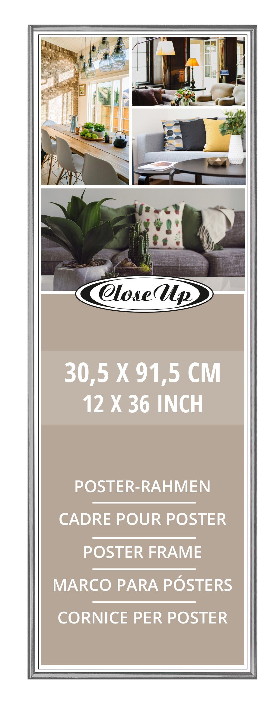 Close Up Bilderrahmen Posterrahmen 30,5 x 91,5 cm silber günstig online kaufen