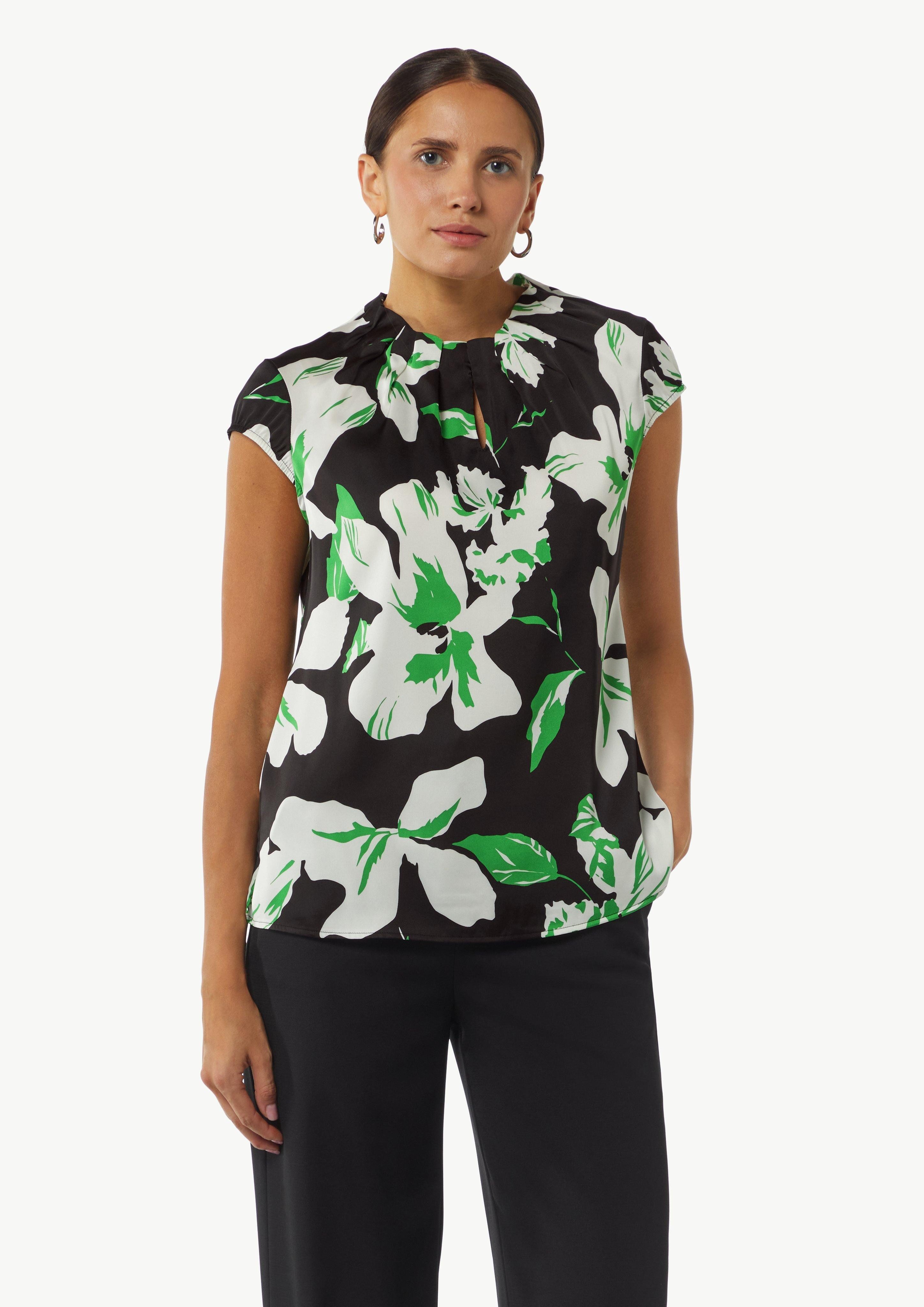 Kurzarmbluse Satinbluse mit Kappärmeln