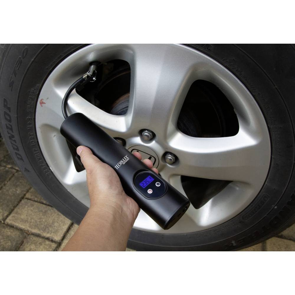 Technaxx Kompressor Akku Luftkompressor 4906, Aufbewahrungs-Box/-Tasche, Digitales Display, Inkl. 1 Akku, mit Arbeit