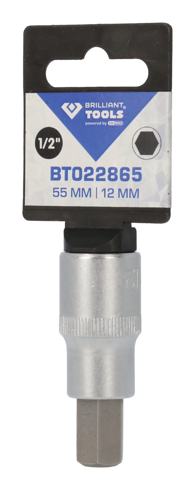 Brilliant Tools Sechskant-Bit, 1/2" Innensechskant Stecknuss, 55 mm lang, 12 mm