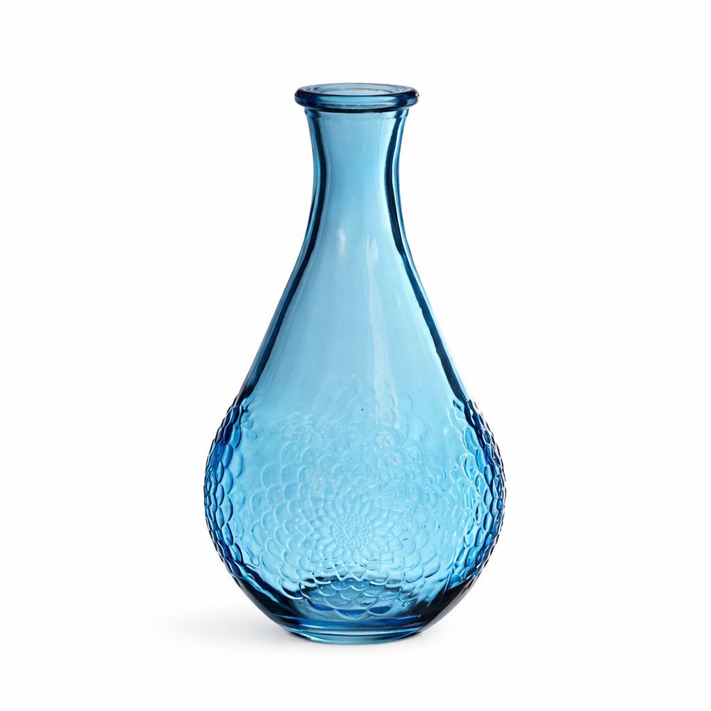 finehomegarden Dekovase 3x Glas Flasche DAHLIA Ø9cm H16cm Glasflasche 3erSet Flasche Glasvase (3er Set, 3 St., 3 Vasen), Vintage Vase pink, ocean rosa smaragd, grün 5Farben wählbar