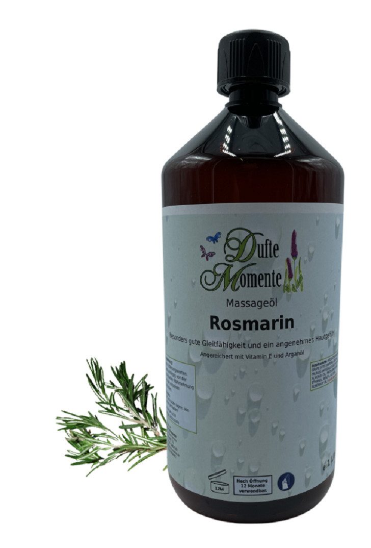 Dufte Momente Massageöl Rosmarin 250ml - 3 L, hochwertige Pflanzenöle als Basis, vegan und ohne Tierversuche