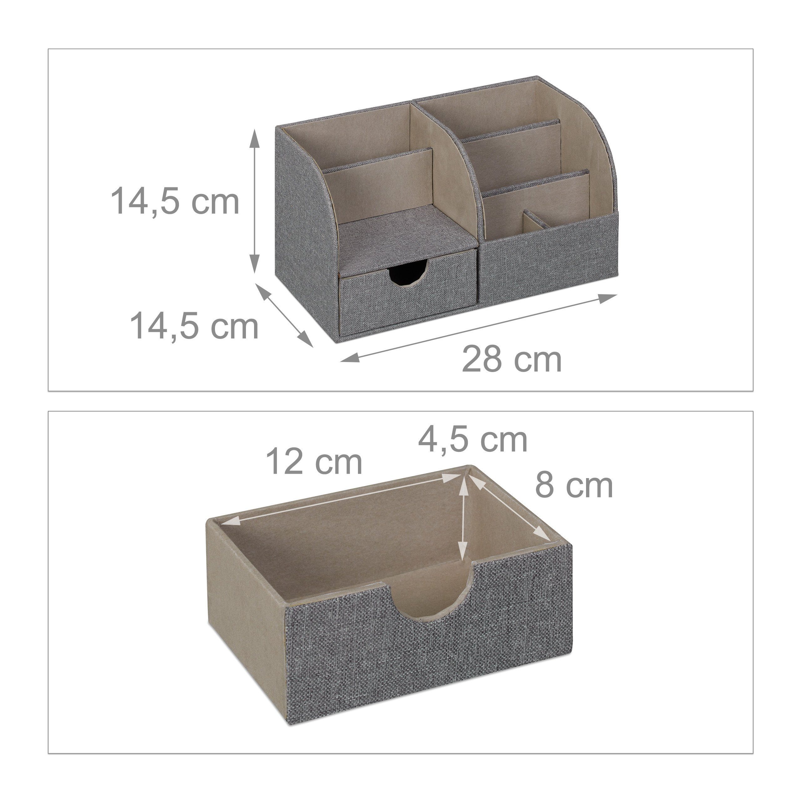 relaxdays Organizer Leinenoptik Organizer Schreibtisch