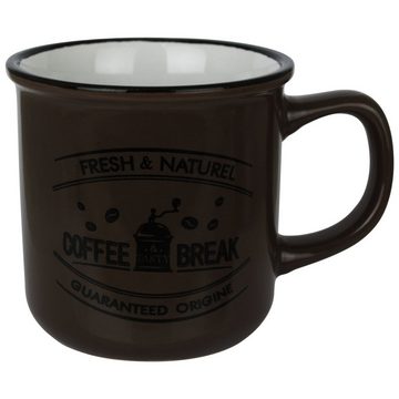Koopman Tasse Kaffeetassen Bistro 6er Set Tassenset Kaffeebecher Henkeltassen, Kaffeegeschirr Geschirr Set Tee Kaffee Becher