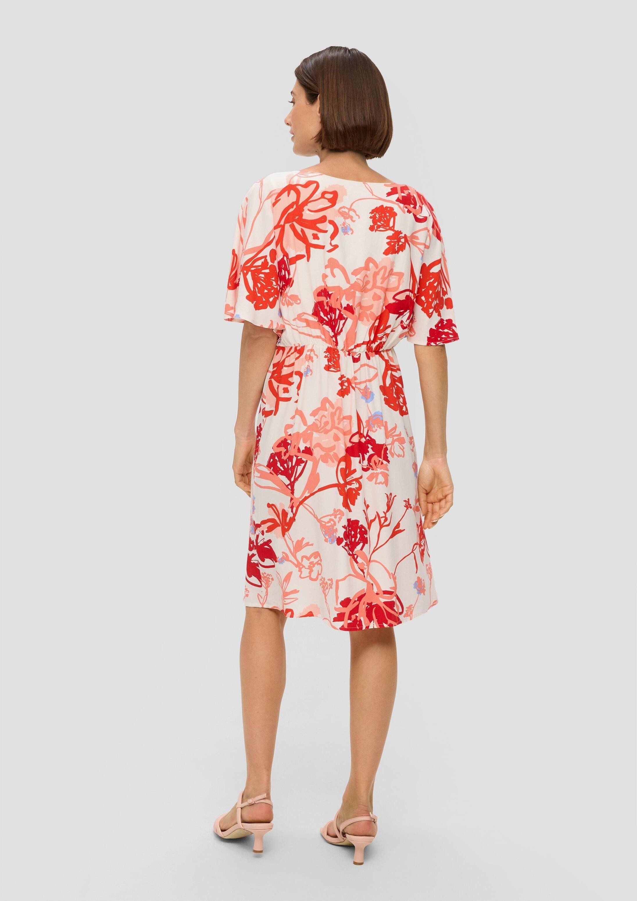 s.Oliver Minikleid Kleid Midkleid mit All-over-Print und Flügelärmel