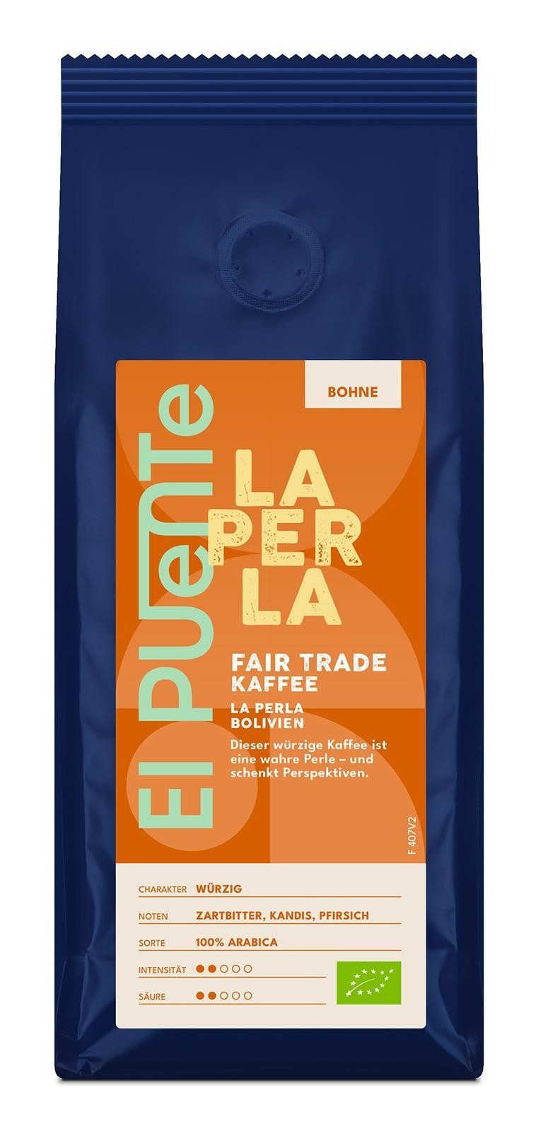 El Puente Kaffee La Perla - Bio-Kaffeebohnen 250 g, Fair Trade, Vegan, Bio, Handmade