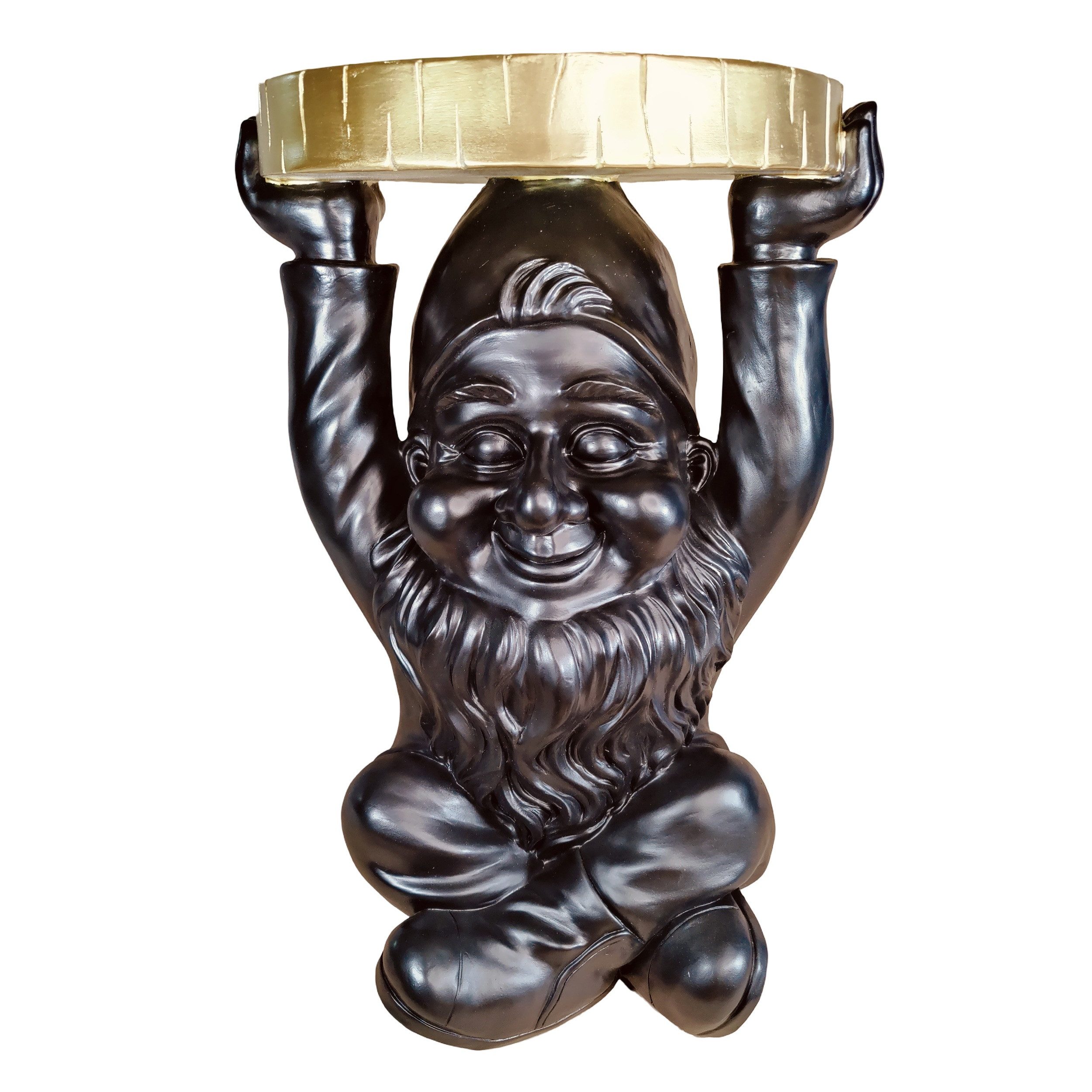 colourliving Beistelltisch Gartenzwerg rund – in Schwarz oder Lila für Garten & Wohnbereich (1-St), perfekt für Getränke, Bücher oder Dekoration