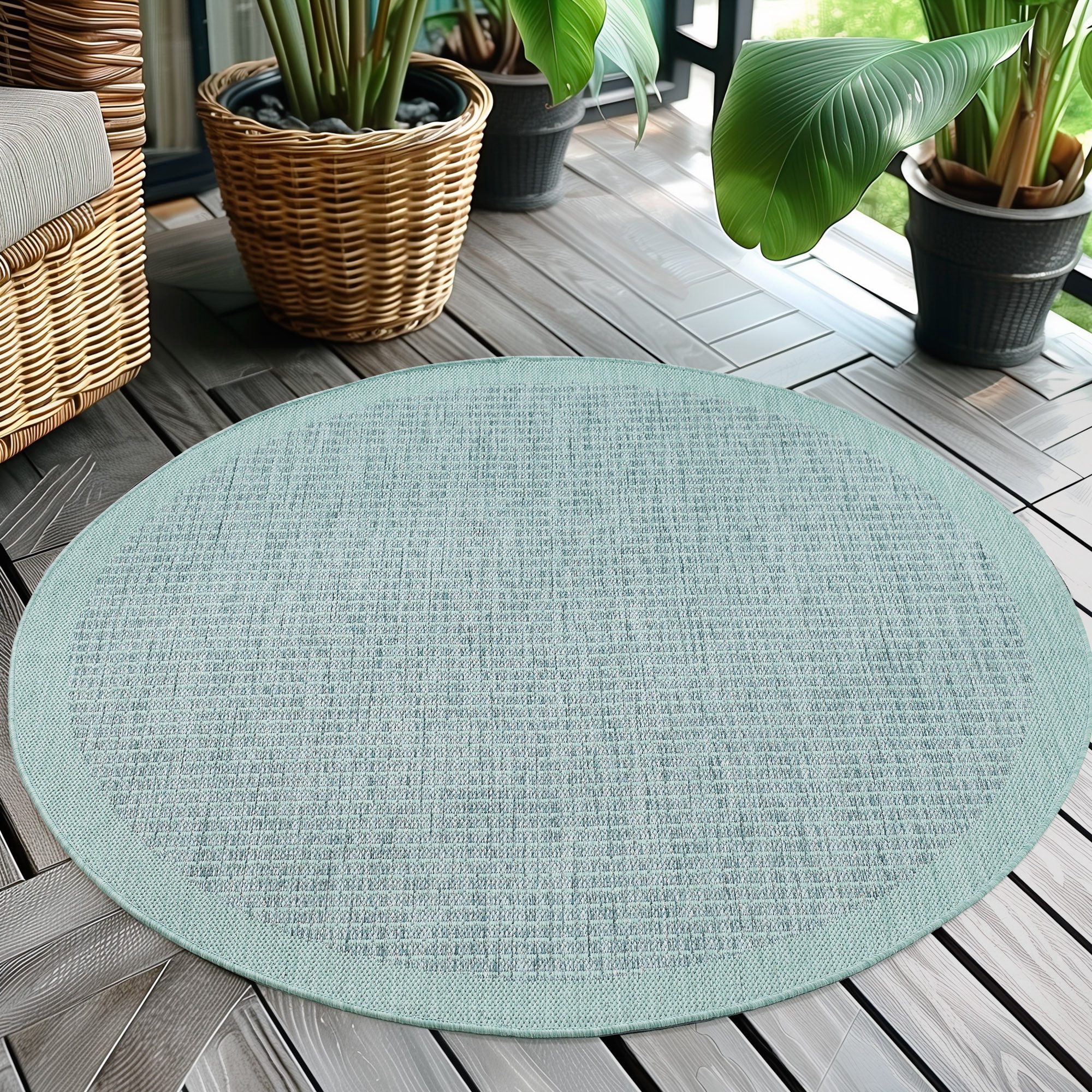 Teppium Outdoorteppich Unicolor - Einfarbig, Rund, Höhe: 5 mm, Teppich Wett günstig online kaufen