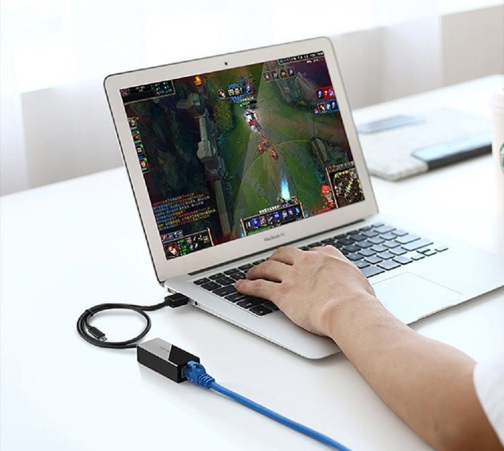 UGREEN externer Netzwerkadapter RJ45 - USB 2.0 100 Mbps Ethernet schwarz Netzwerk-Adapter