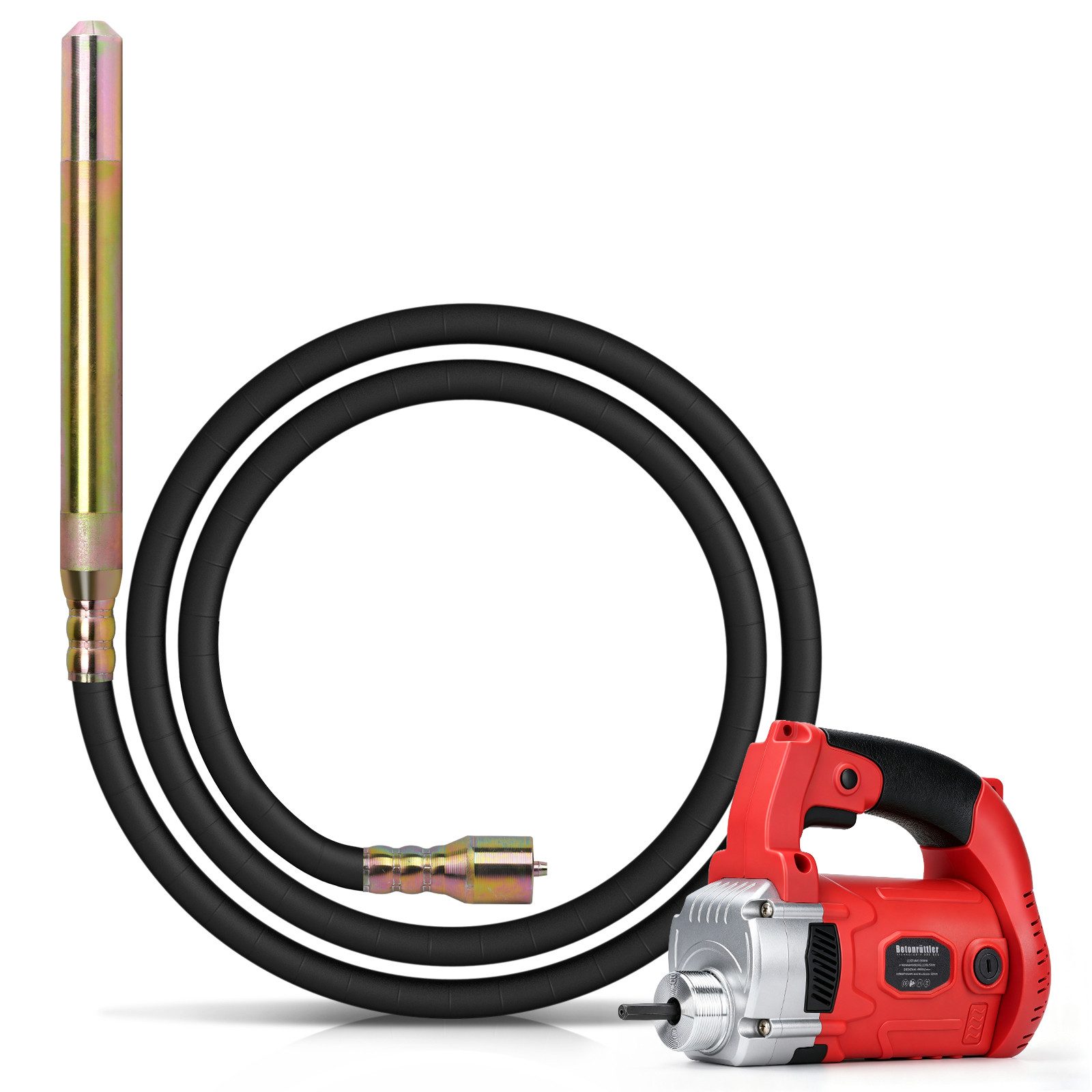 XERSEK Betonverdichter 2800 W Betonrüttler Flaschenrüttler Innenrüttler Beton Rüttelflasche, (3M Schlauchlänge, Ø38 mm, 6800 U/min, Kupfermotor), für Hausbau Brückenbau Betonbauanlässe