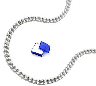 unbespielt Silberkette Halskette 1,4 mm Flachpanzerkette 2 x diamantiert 925 Silber 45 cm, Silberschmuck für Damen und Herren