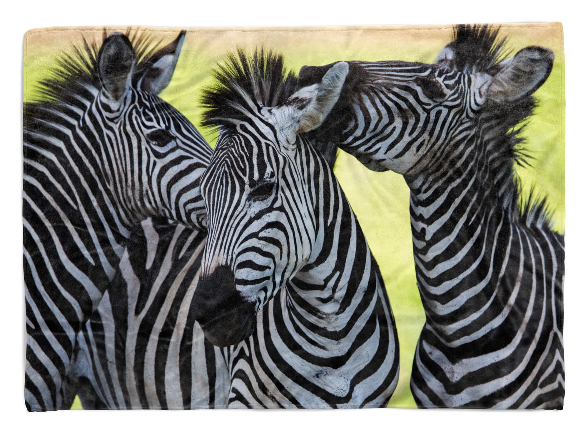Sinus Art Handtücher Handtuch mit Baumwolle-Polyester-Mix Strandhandtuch Saunatuch Kuscheldecke Handtuch Afrika Zebras Sonn, Tiermotiv (1-St)