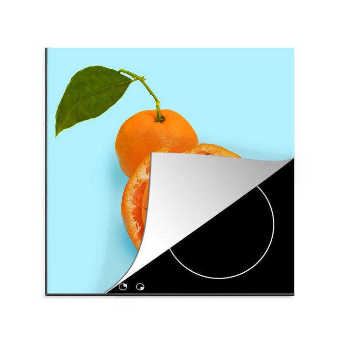 MuchoWow Herdblende-/Abdeckplatte Basketball - Orange - Obst - Orange - Blatt Vinyl (1 tlg) Ceranfeldabdeckung Arbeitsplatte für küche