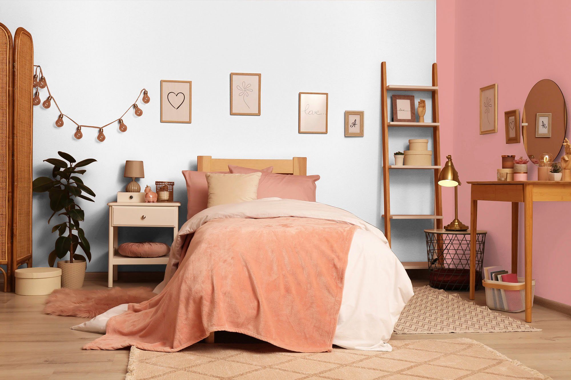 A.S. Création Wandfarbe Wohnzimmer, Pink pink Innenwandfarbe peachy pink, für Tuchmatt c2028 ideal Schlafzimmer, und peachy Küche, PURO Farbwelt Premium Flur
