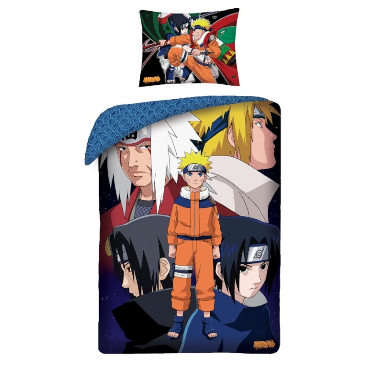 Naruto Bettwäsche Set Baumwolle Bettdeckenbezug 140 × 200 cm mit 65 × 65 cm Kissenbezug, 2 teilig