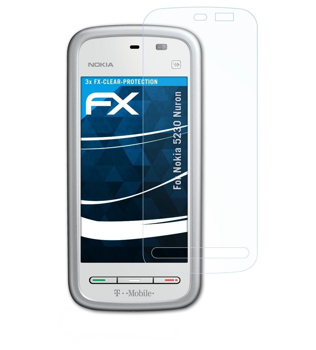 atFoliX Schutzfolie Displayschutz für Nokia 5230 Nuron, (3 Folien), Ultraklar und hartbeschichtet