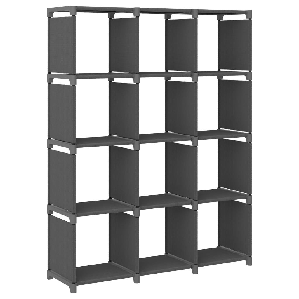 vidaXL Mehrzweckregal 12 Wrfel Würfelregal Mehrzweckregal 12 Fächer Grau 103x30x141 cm Stof