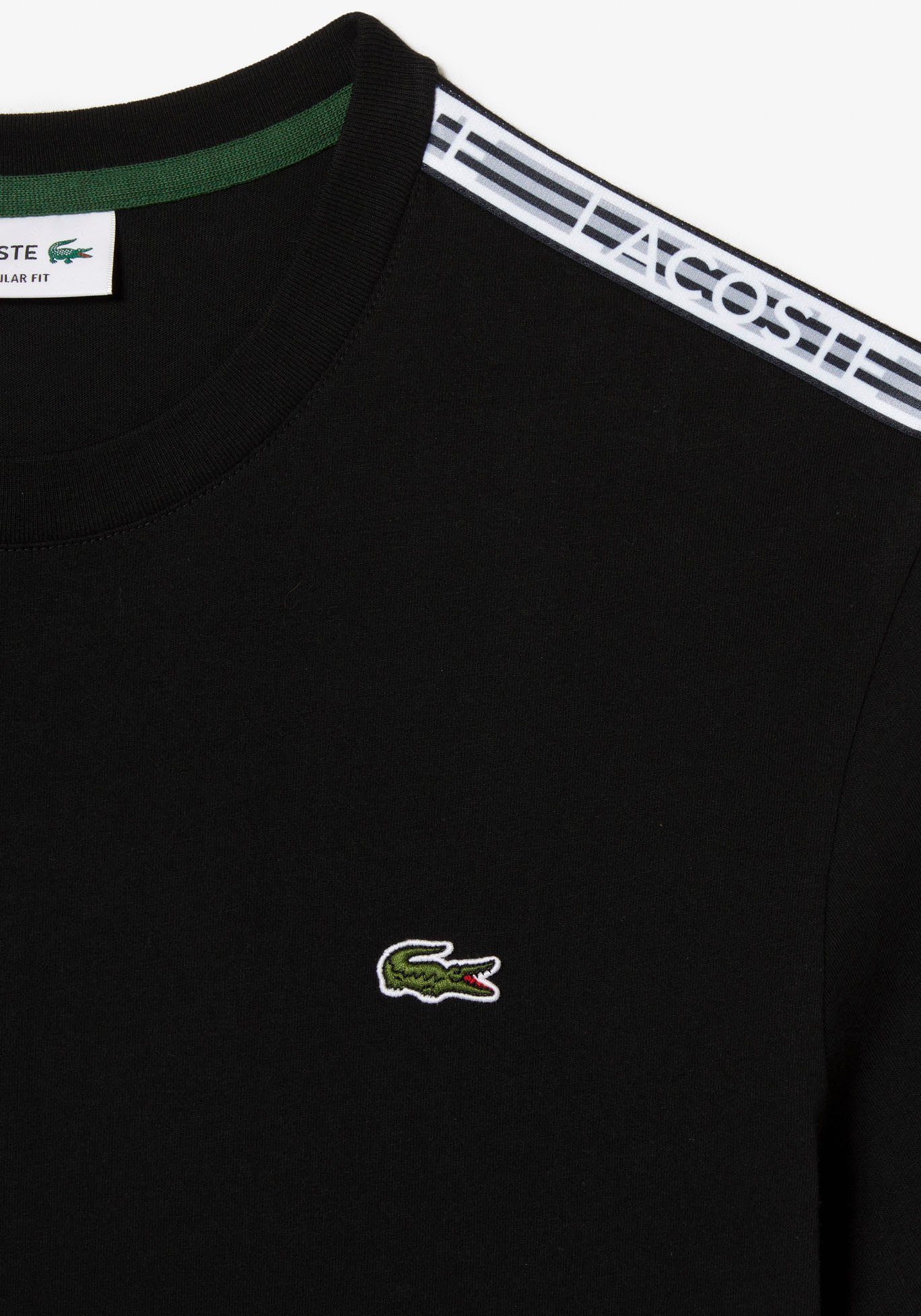 Lacoste T-Shirt mit beschriftetem black an Schultern den Kontrastband