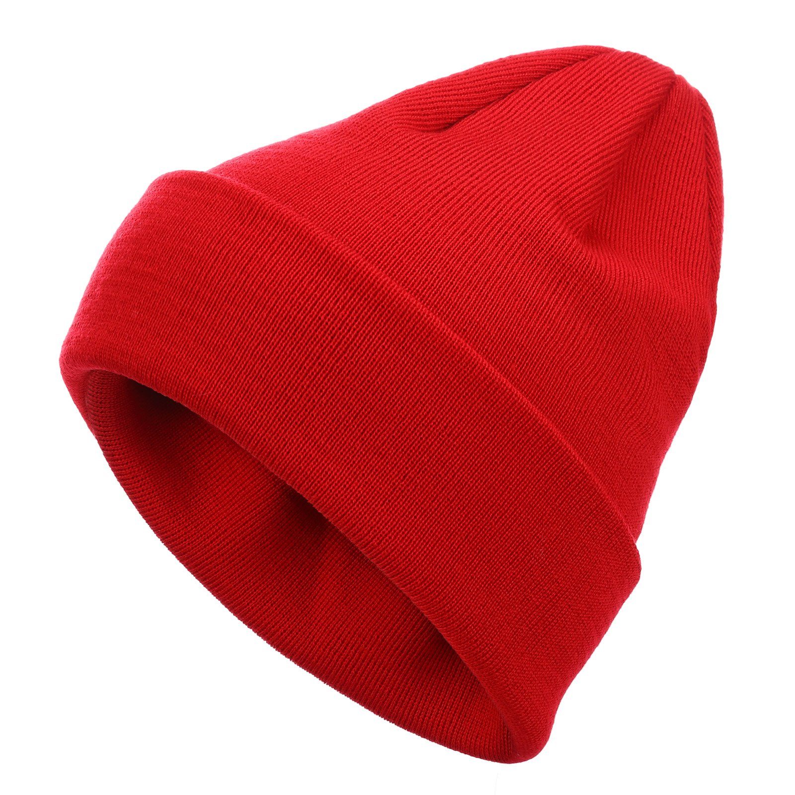 Unisex Qualität Wollmütze doppellagiger aus modAS Strickmütze - Mütze (20) Merinowolle in rot