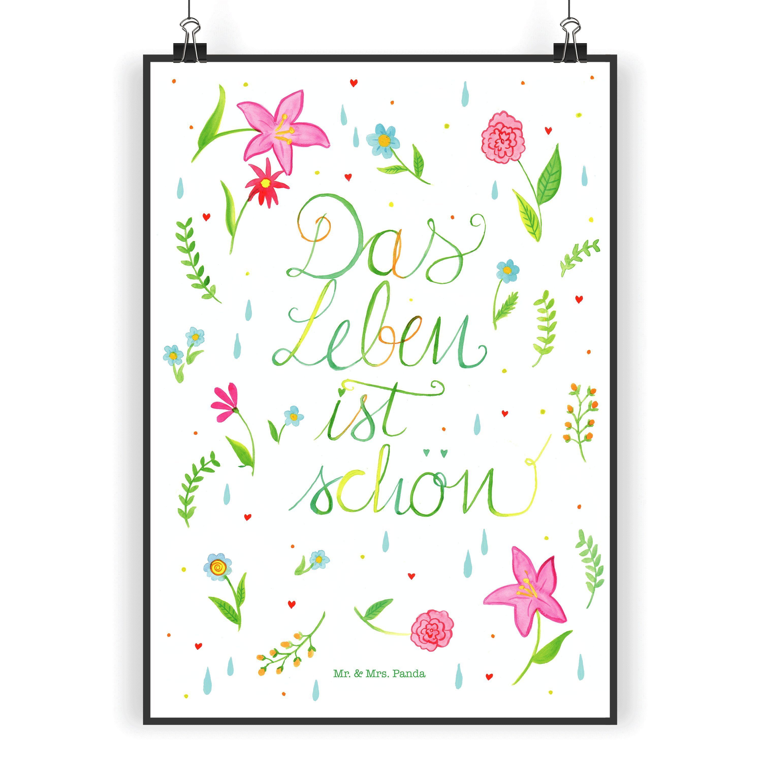 Mr. & Mrs. Panda Poster »Blumen Das Leben ist schön positive
