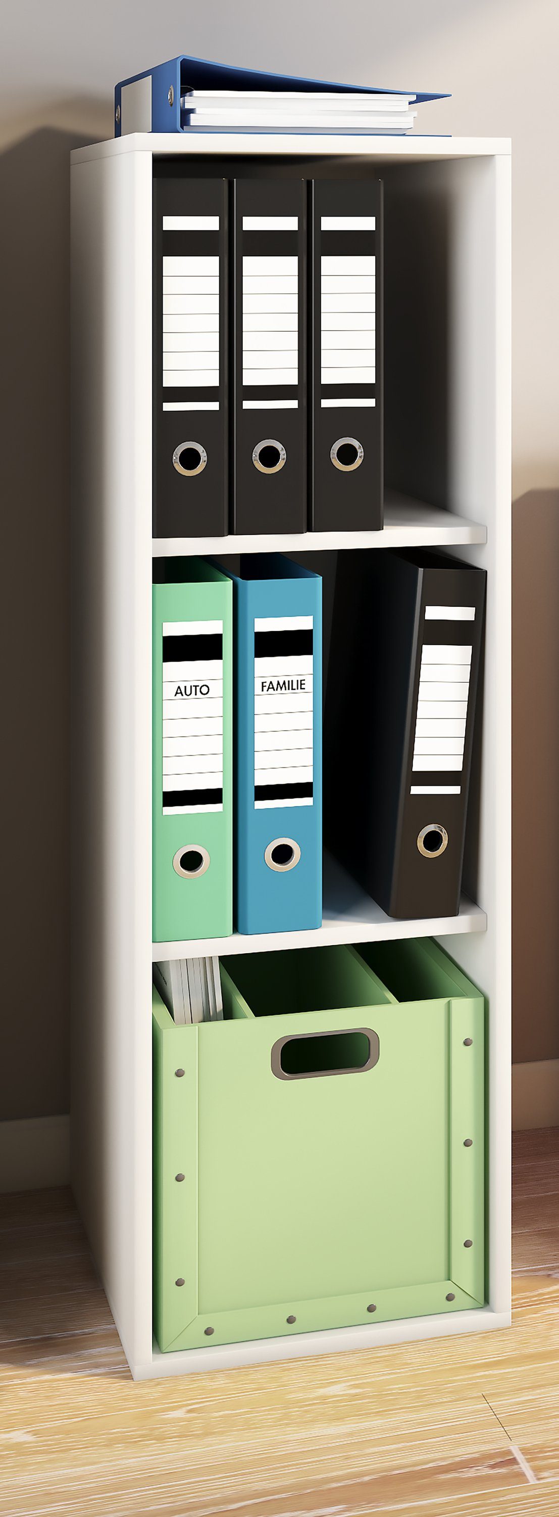 VCM Standregal Bücherregal Lona H. 110 x B. 35 x T. 37 cm, Holzregal stehend, platzsparender Aktenschrank, CD DVD Aufbewahrung