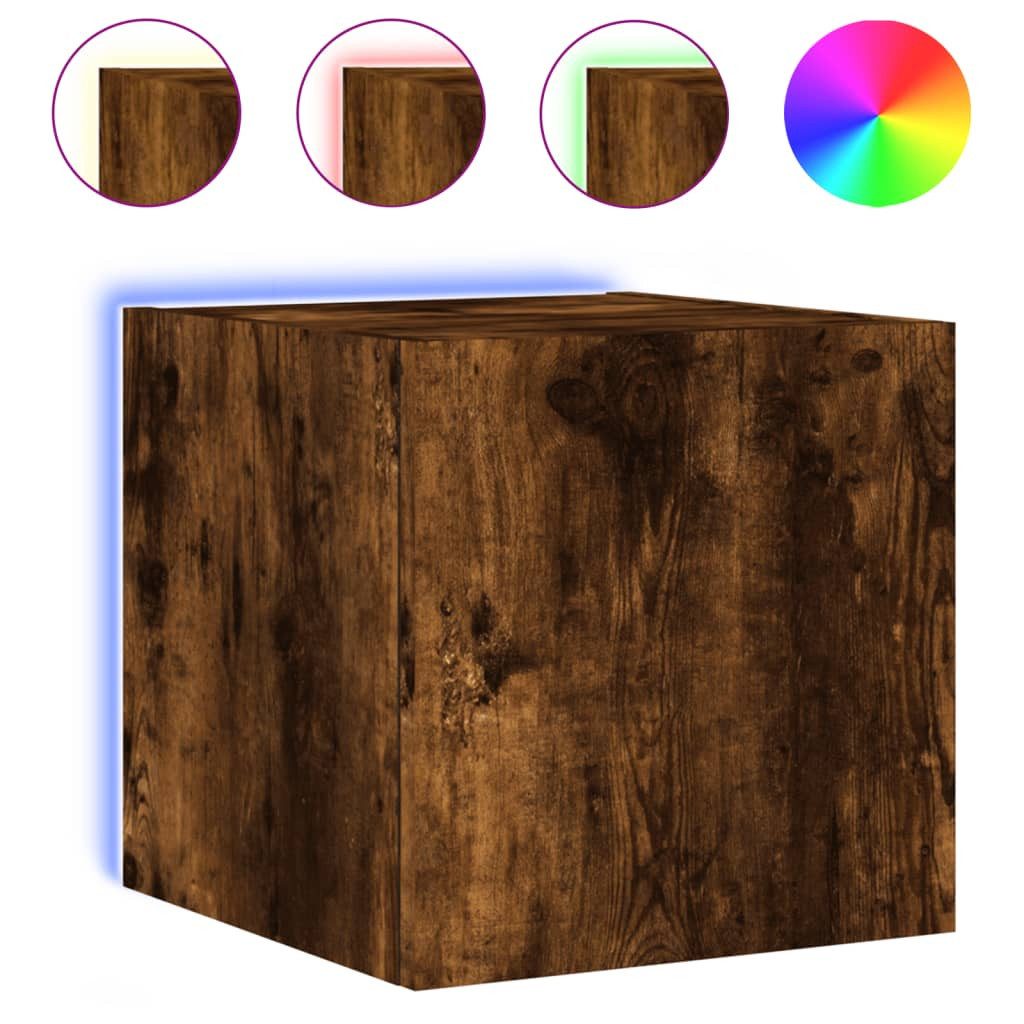 vidaXL TV-Wand TV-Wandschrank mit LED-Leuchten Räuchereiche günstig online kaufen