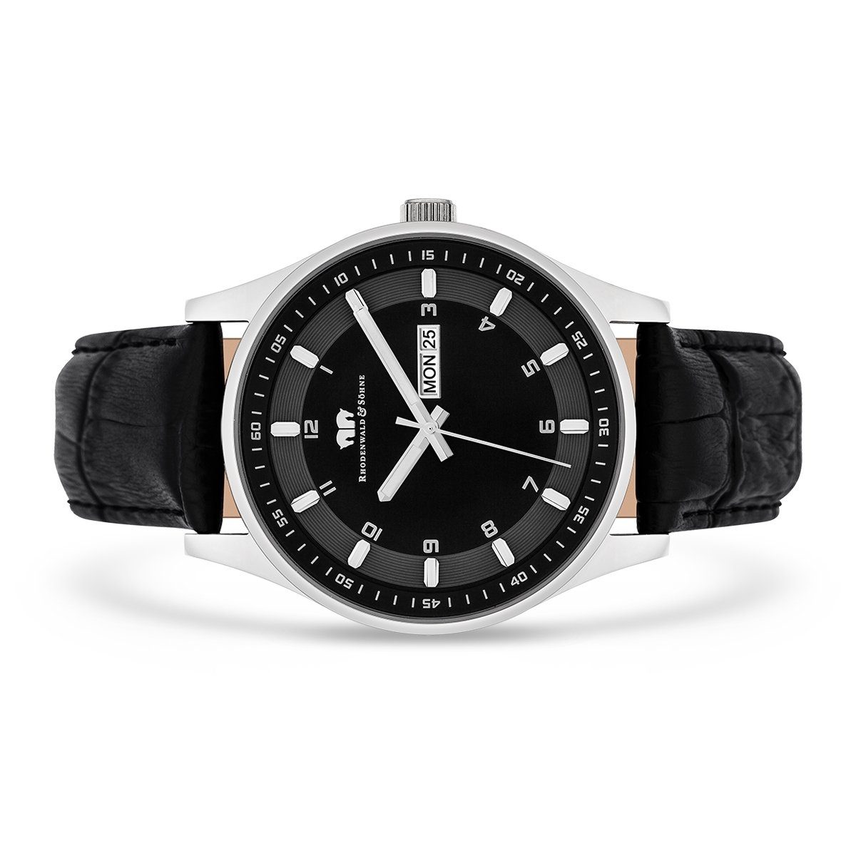 Rhodenwald & Söhne Quarzuhr Couragian schwarz, mit Echtleder-Armband