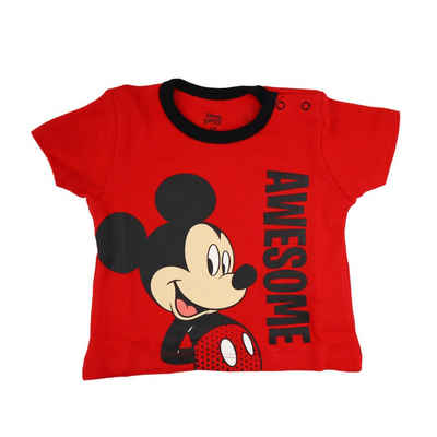 Disney Mickey Mouse T-Shirt »Baby Jungen kurzarm Shirt« Gr. 62 bis 86, 100% Baumwolle, Rot oder Weiß