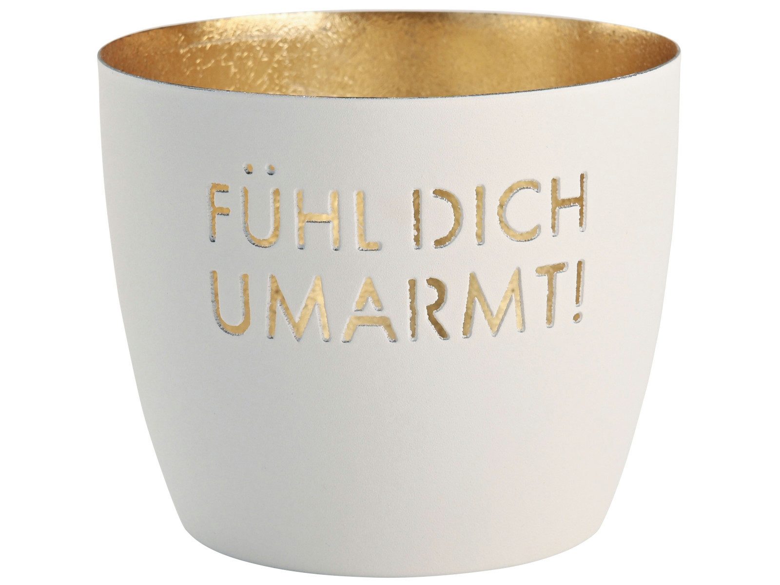 Giftcompany Windlicht Madras Windlicht M Fühl dich umarmt! weiß/gold 8,5cm günstig online kaufen