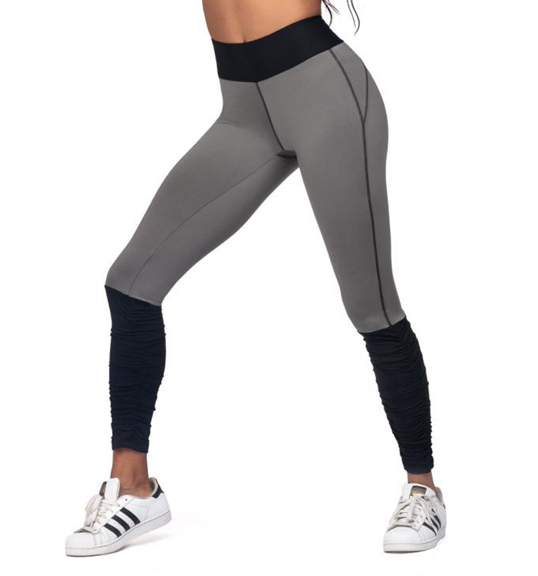 Lorin Leggings Frauen Sport Leggings elastisch in schwarz grau Fitness Hose dehnbar m