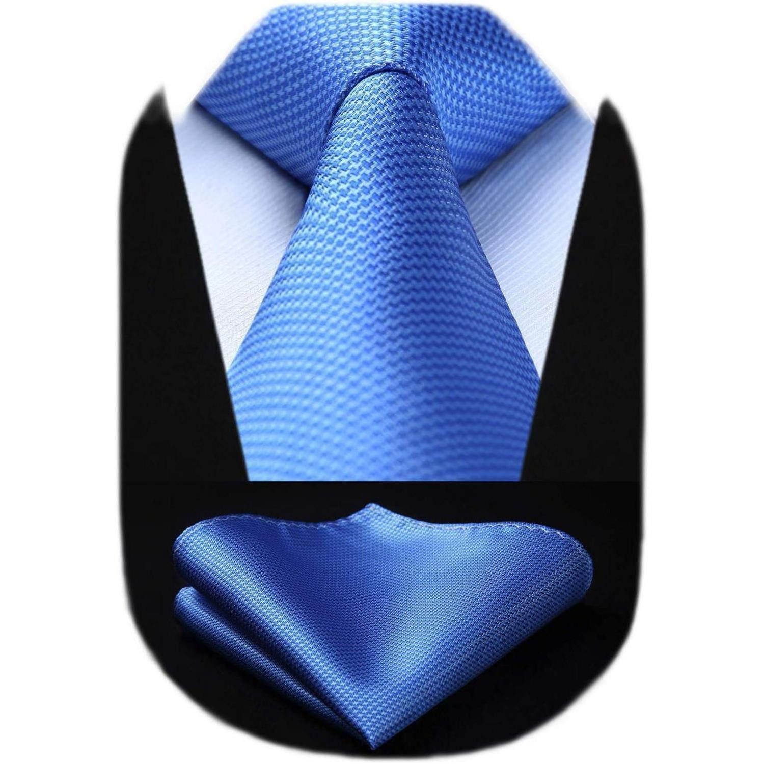 Krawatte Krawatte Set Einstecktuch Herren Hochzeit Hahnentritt Blau