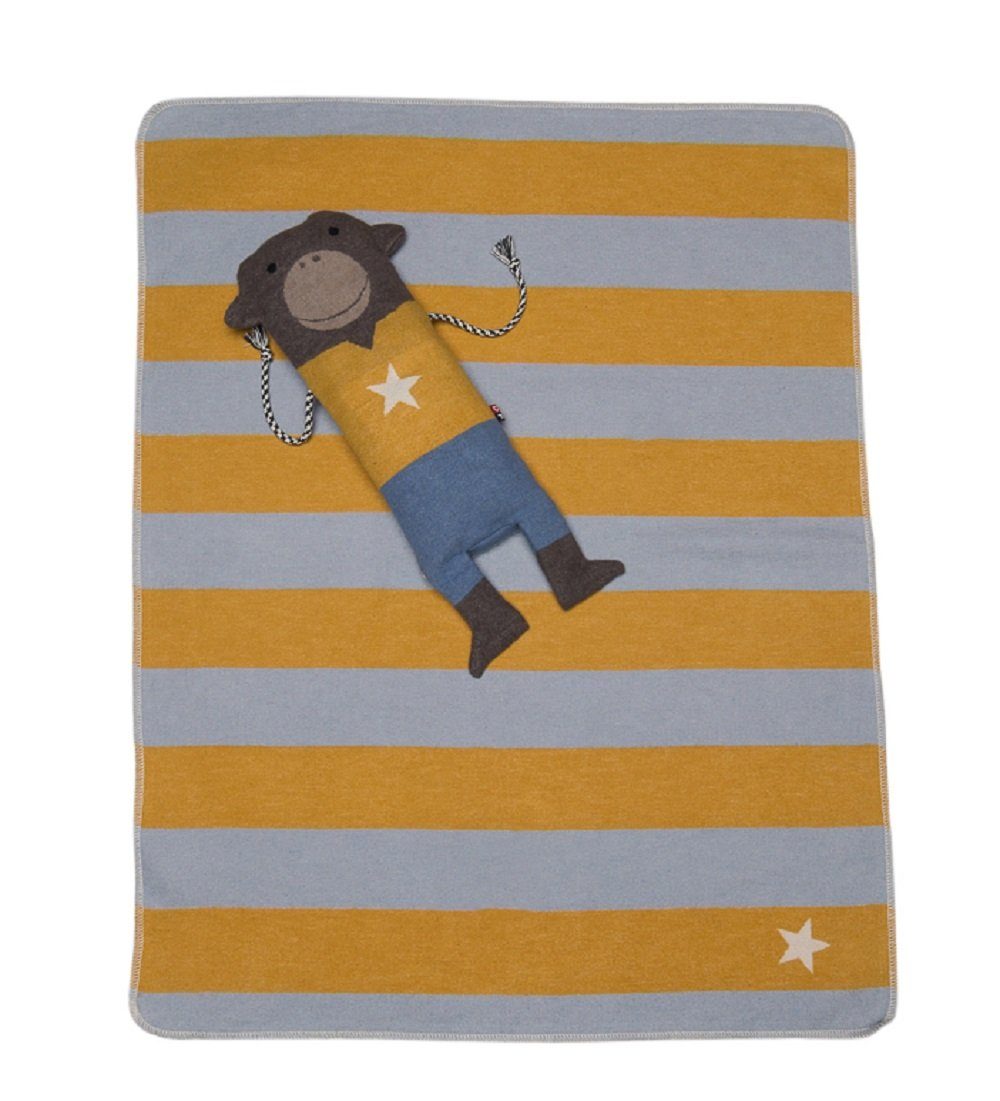 Babydecke Juwel in der Puppe 'Affe' 70 x 90 cm Senf - Gelb, DAVID FUSSENEGGER
