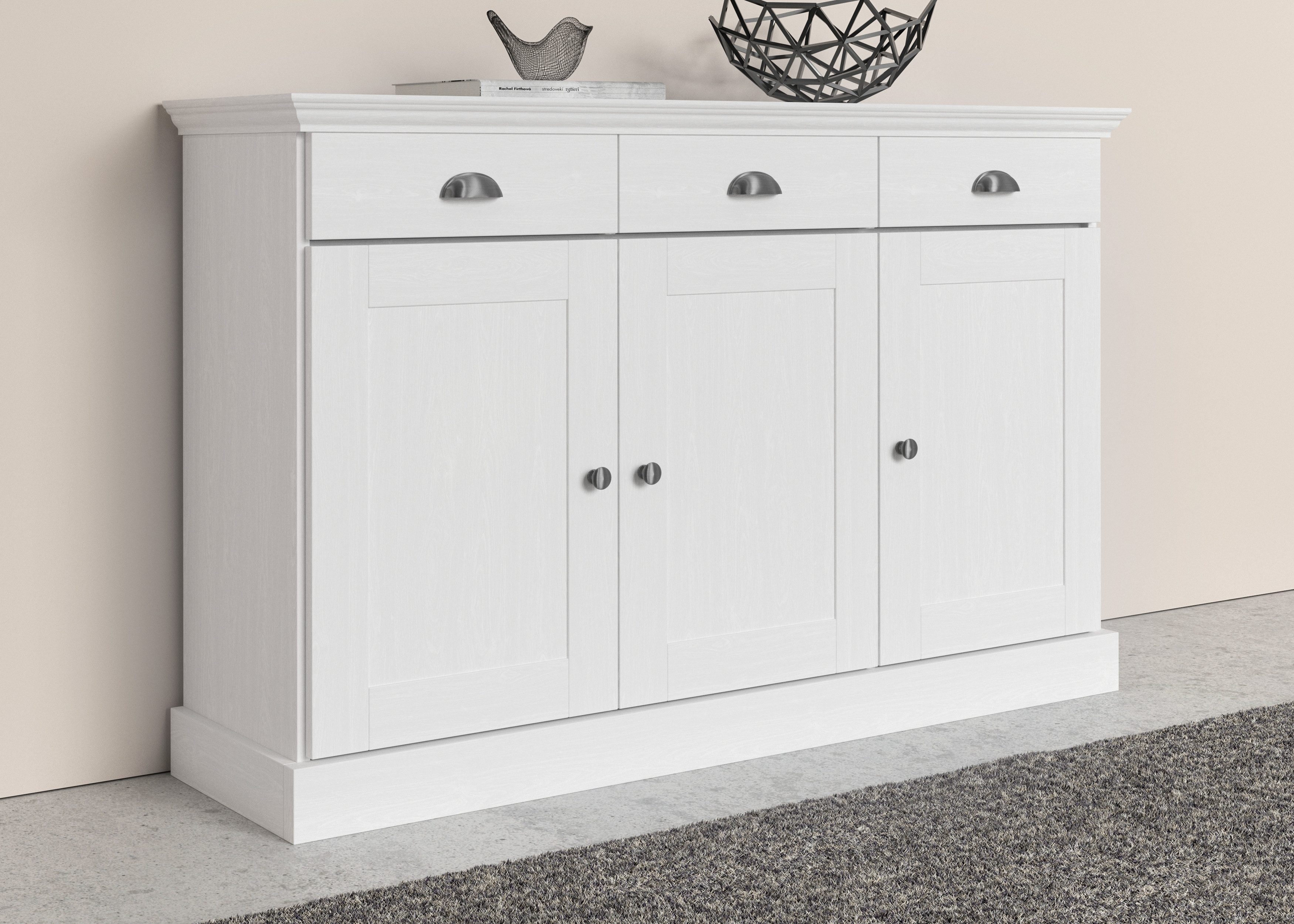 OTTO home Sideboard Motala, Kommode, 3 Schubladen und 2 verstellbare Einlegeböden, Breite 125 cm