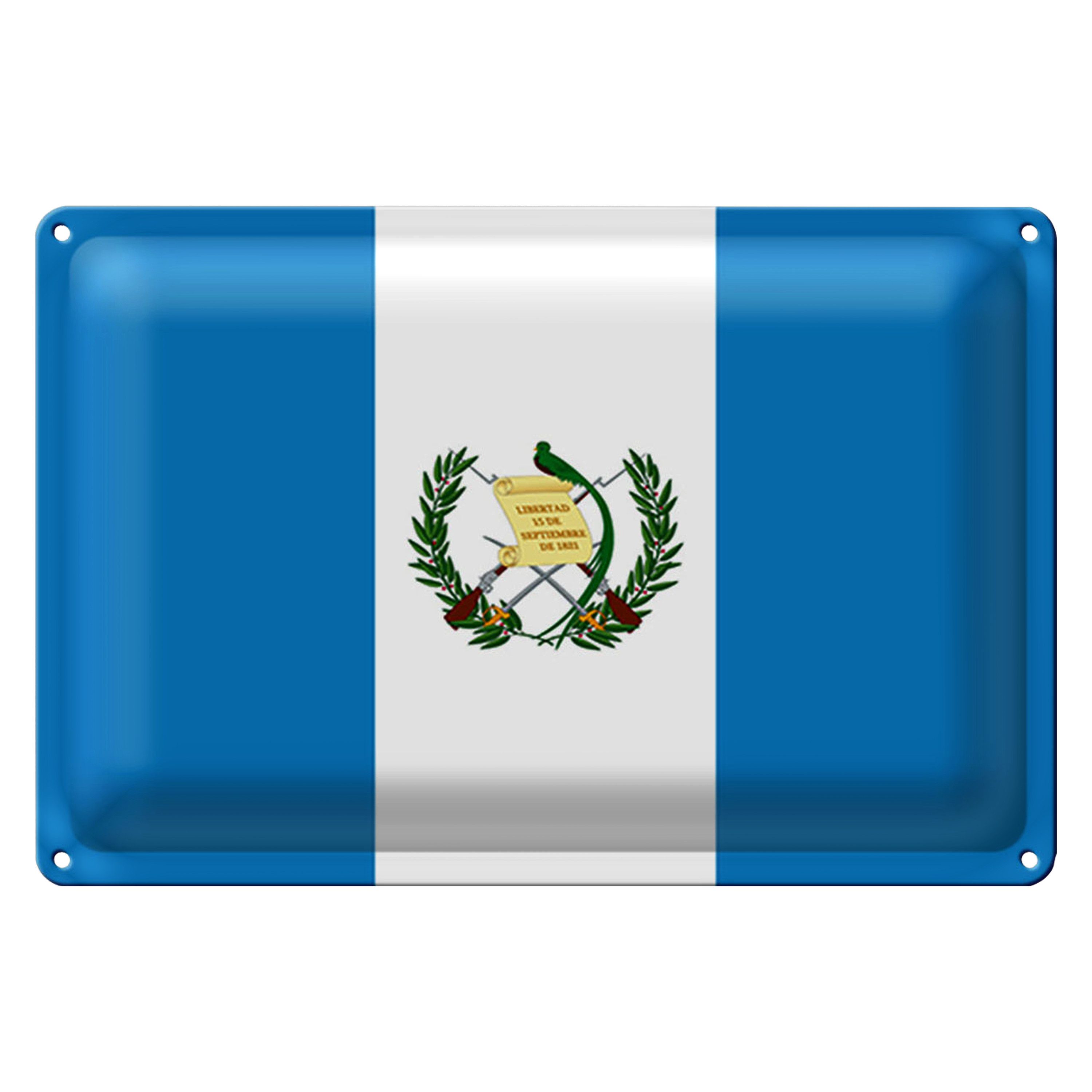 Roomando Metallschild Blechschild Flagge Guatemala 30x20cm Flag of Guatemala