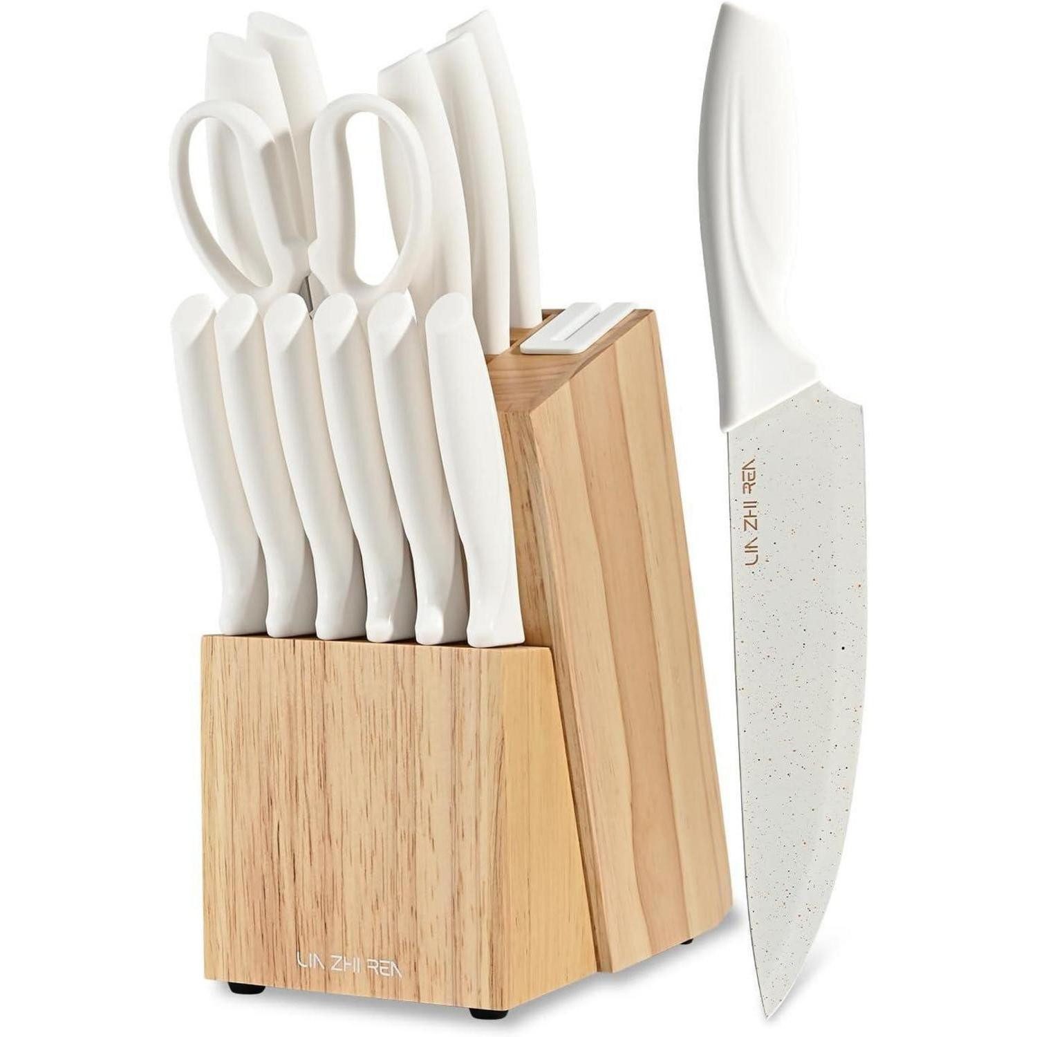 LuxusKollektion Messer-Set Messerset 15teilig Küchenmesser spülmaschinenfest Schärfer White
