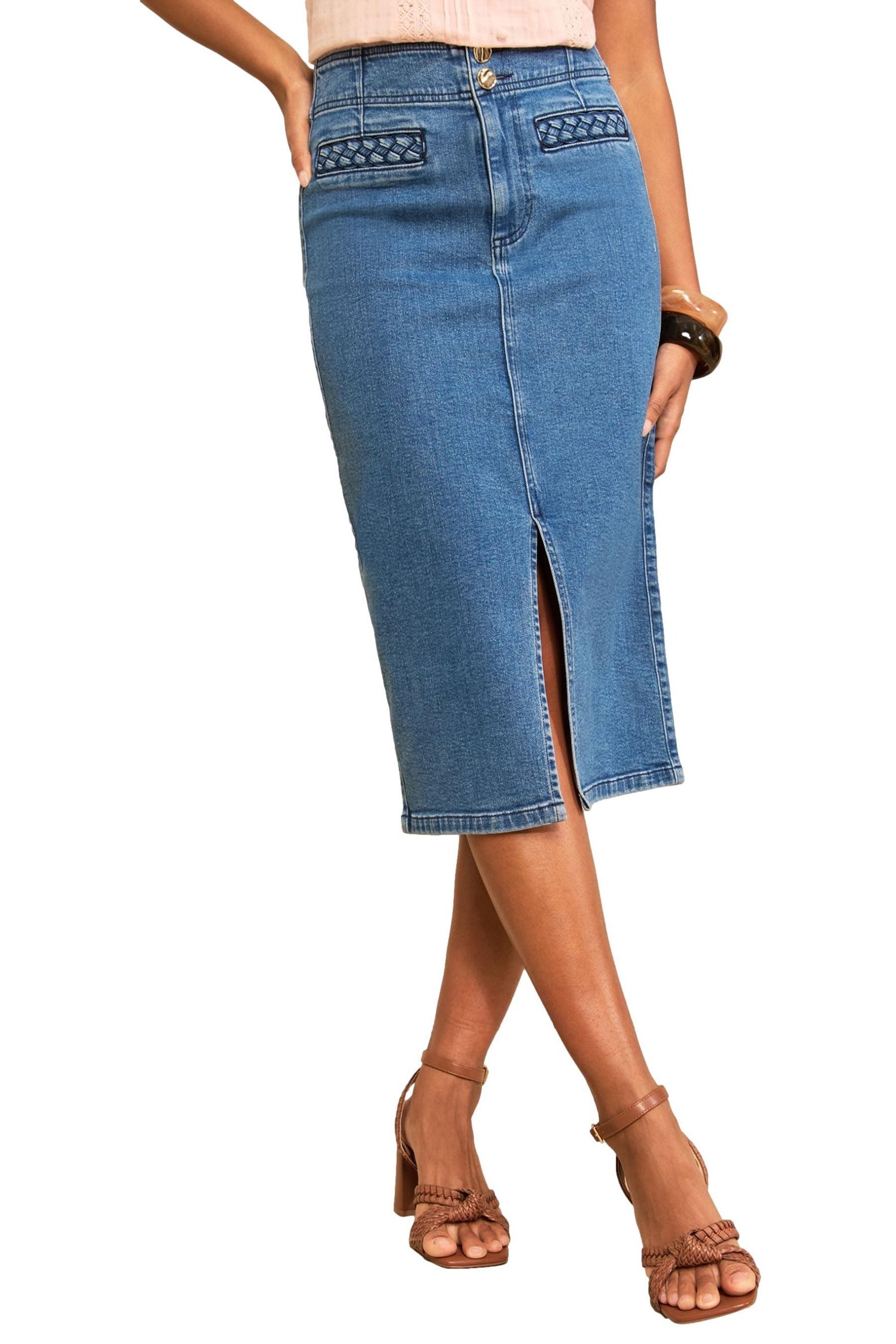 Love & Roses Midirock Love & Roses Jeans-Midirock mit Taschen, Regular (1-tlg)