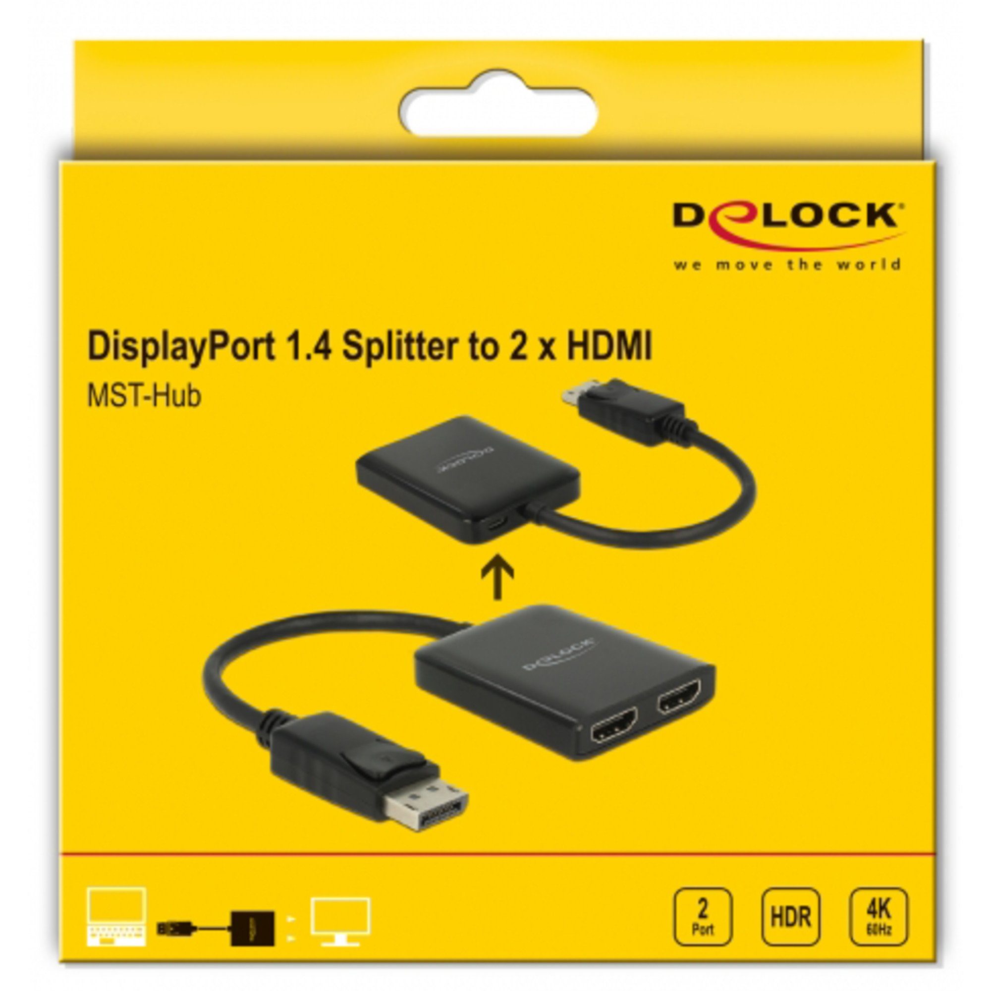 Delock DeLOCK DisplayPort Splitter 1.4 > 2x HDMI MST, Audio- & Video-Adapter