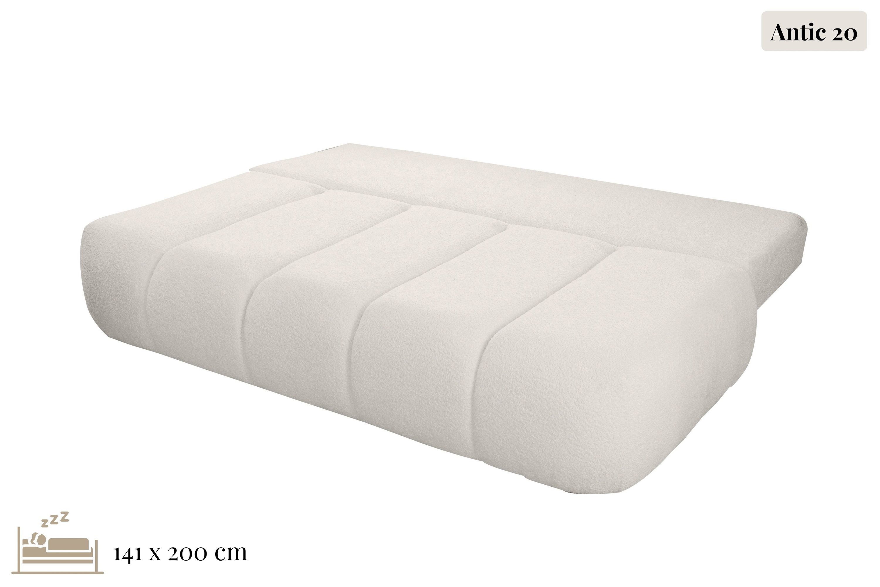 WFL GROUP Schlafsofa Milla mit Bettkasten – 3 Sitzer Couch mit Schlaffunktion, Bettfunktion, Schlaffläche 150 × 200 cm, Skandinavische Polstercouch im modernen  – Bild 4 von 5