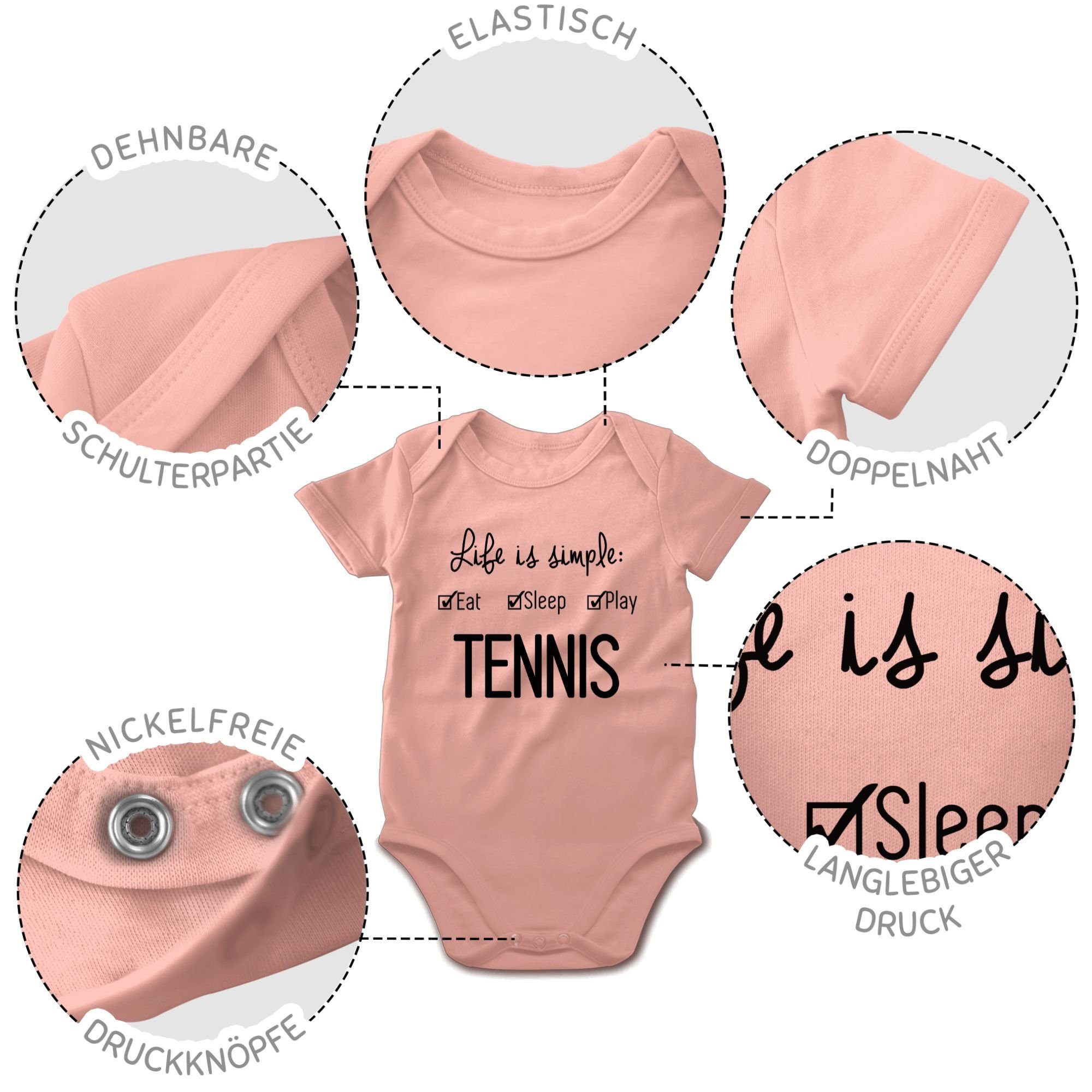 Sport Life Shirtbody simple Shirtracer Bewegung is Babyrosa 3 Baby Tennis &
