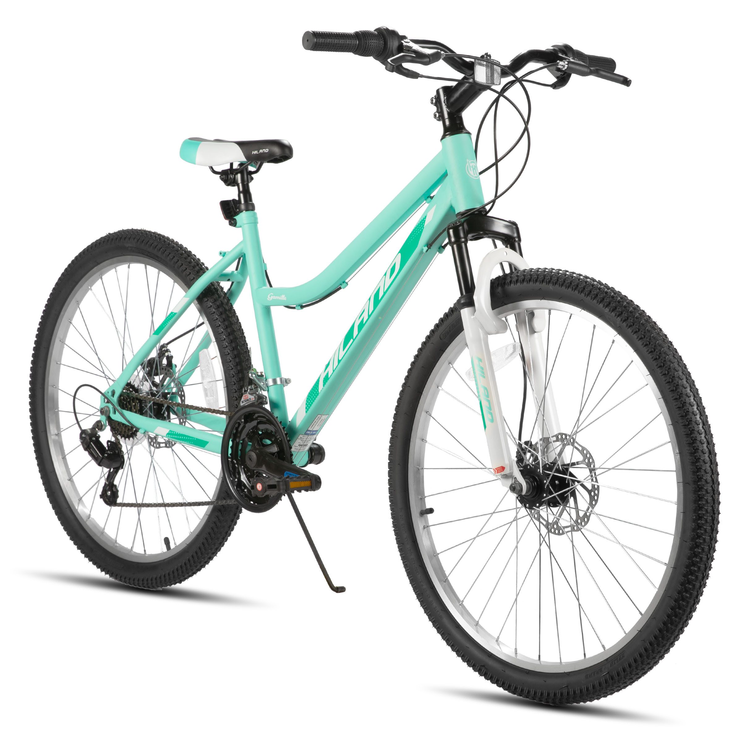 HILAND Mountainbike 26 Zoll Damen Fahrrad, MTB für Damen und Erwachsene, Mit 18-Gang und gefederte Vorderradgabel, mechanische Scheibenbremsen