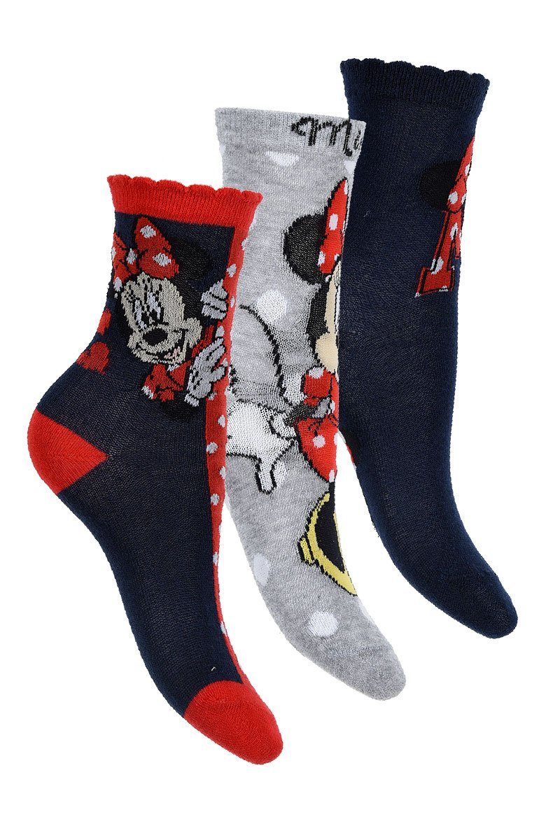 Socken Minnie (3-Paar) Kinder Mädchen Mouse Socken Disney Strümpfe