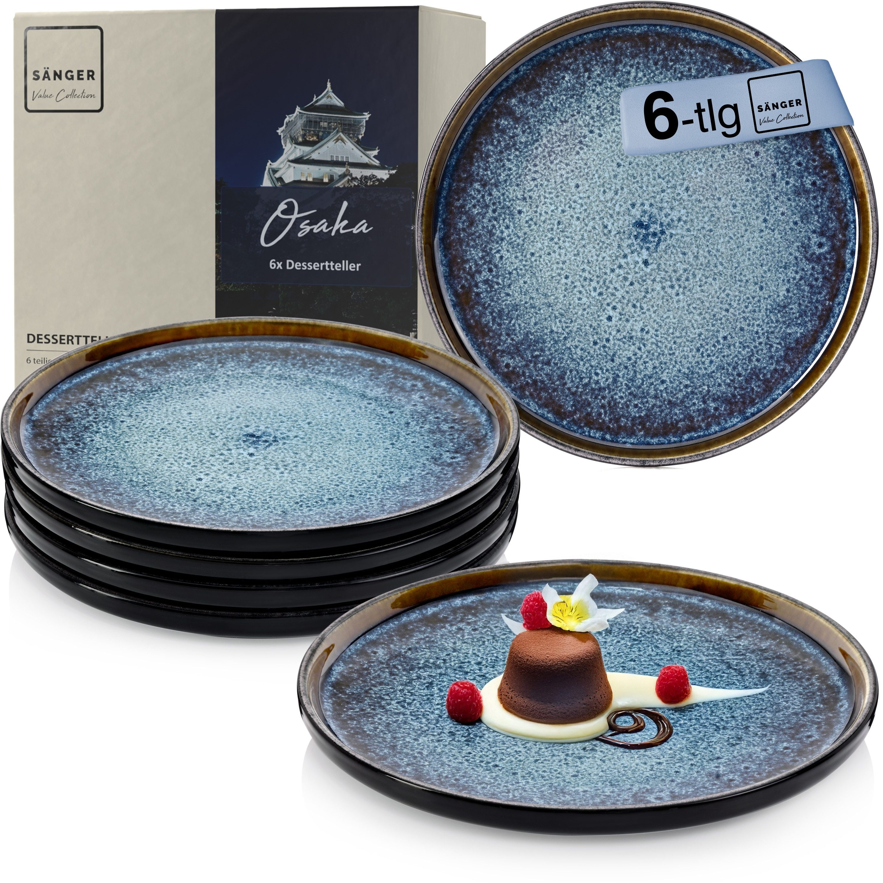 SÄNGER Тарелки-Set Osaka (6-tlg), 6 Personen, Steingut, Десертная тарелка Set, Handmade, Erweiterbar, VALUE COLLECTION
